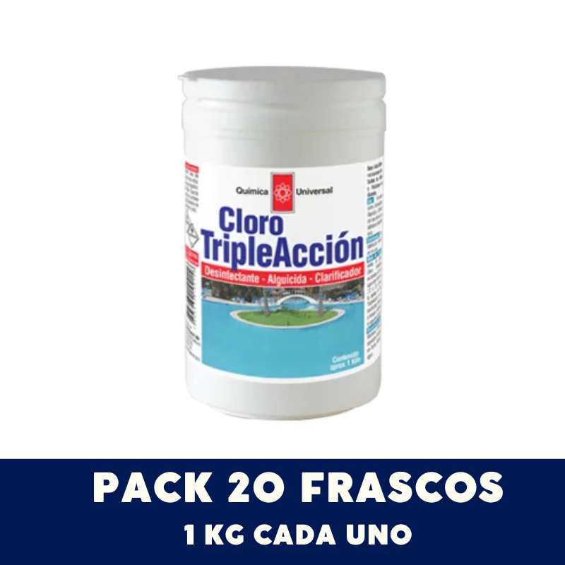 Caja 20 un. Tabletas de cloro triple acción 1 Kg.