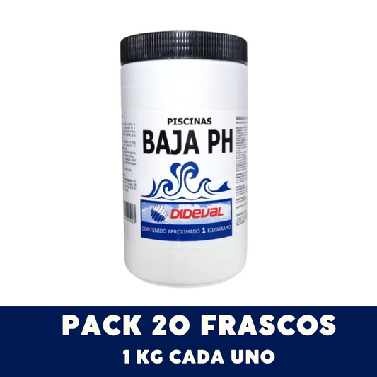 Caja 20 un. Baja pH para piscinas 1 Kg.