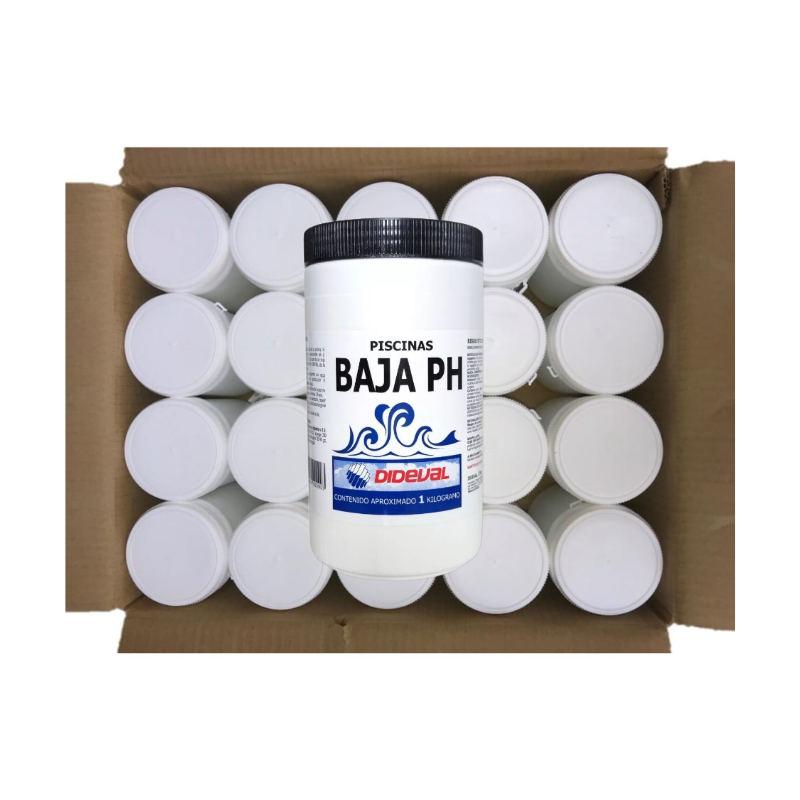 Caja 20 un. Baja pH para piscinas 1 Kg.