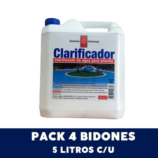 Pack de 4 un. Clarificador Quimica Universal 5 litros