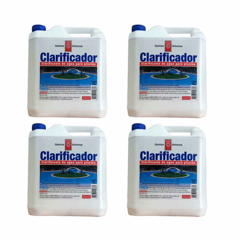 Pack de 4 un. Clarificador Quimica Universal 5 litros