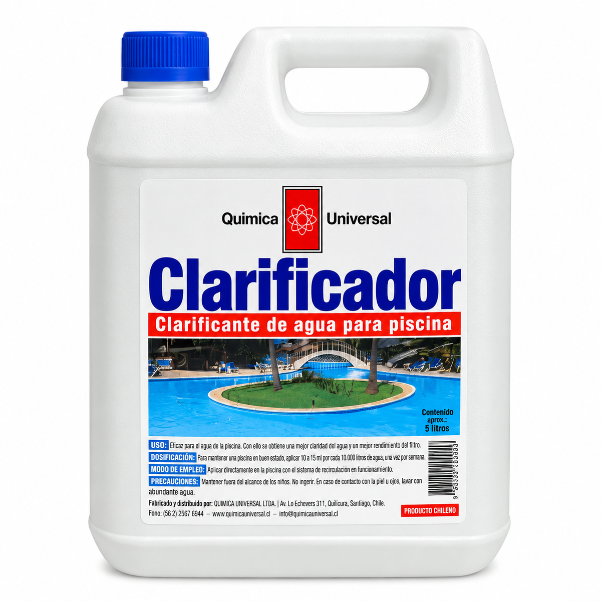 Clarificante Química Universal 5 litros con fondo blanco