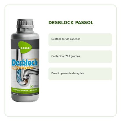 Características del destapador Desblock Passol 700 g