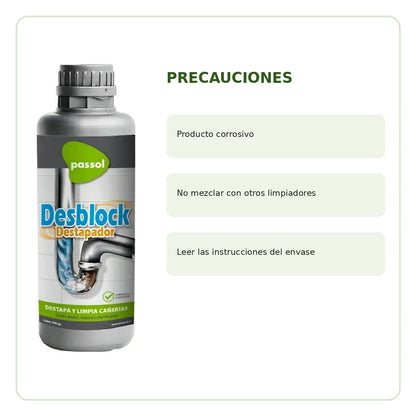 Precauciones de Desblock Passol 700 g