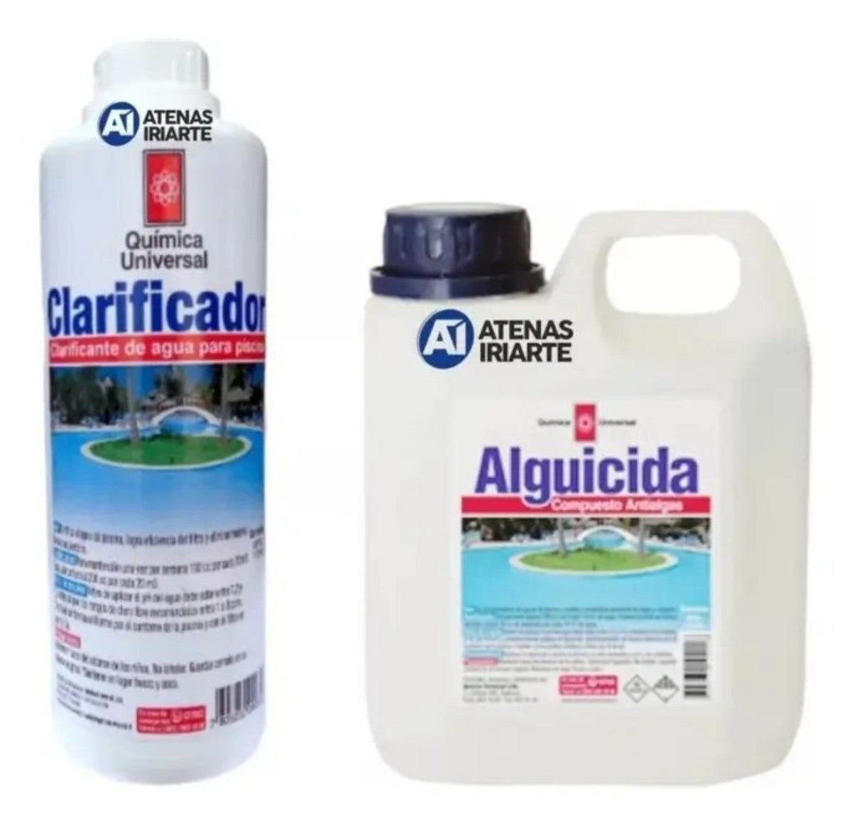 Kit clarificador y alguicida Química Universal de 1 litro cada uno