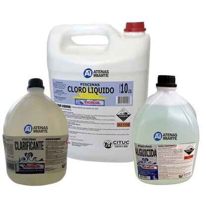 Kit Piscina Dideval cloro 10 litros, alguicida 5 litros y clarificante 5 litros
