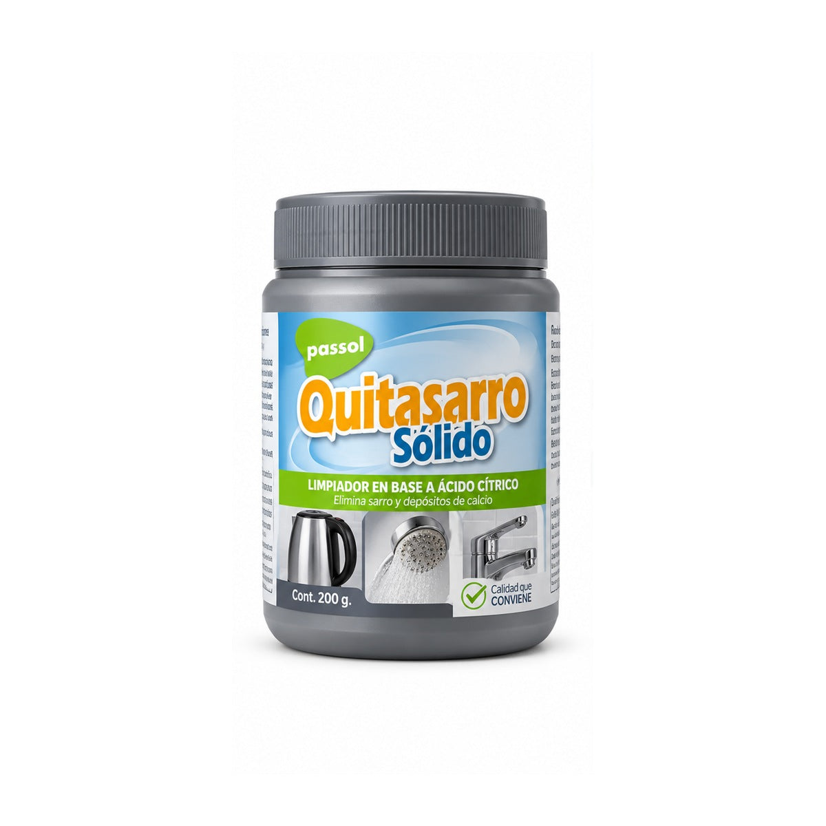 Quitasarro Sólido Passol 200 g imagen referencial del envase fondo blanco