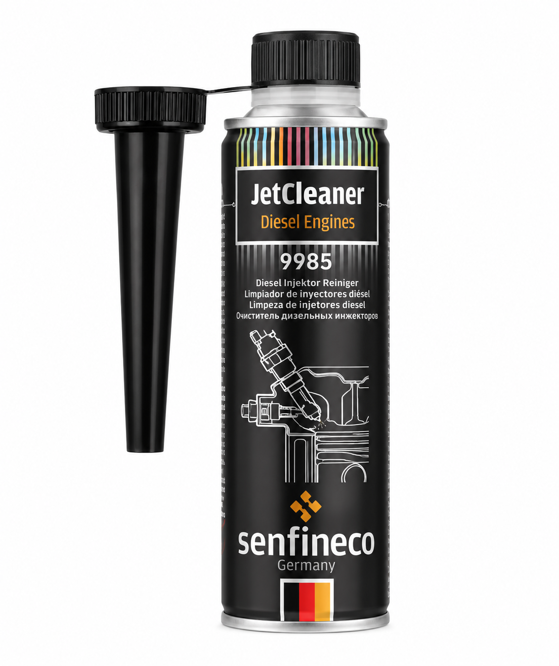 Senfineco JetCleaner 9985 limpia inyectores diésel 300 ml, fondo blanco